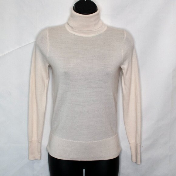 J Crew Wool Blend Turtleneck Sweater Womens XS Cream Pullover Top Neutral DD10X - Picture 2 of 6